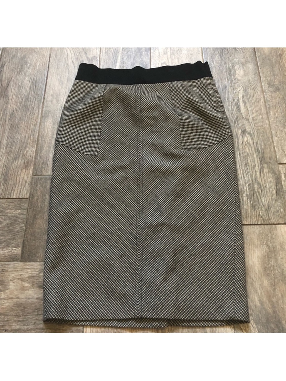 Diane Von Furstenberg Black & Gray Tweed Pencil Skirt